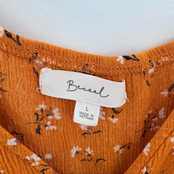 Women's Flowy Spaghetti Strap Floral Burnt Orange Tank Top - Picture 3 of 3